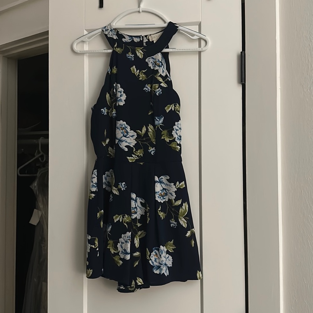 Altar’d State navy floral romper, size small, halter top, perfect condition